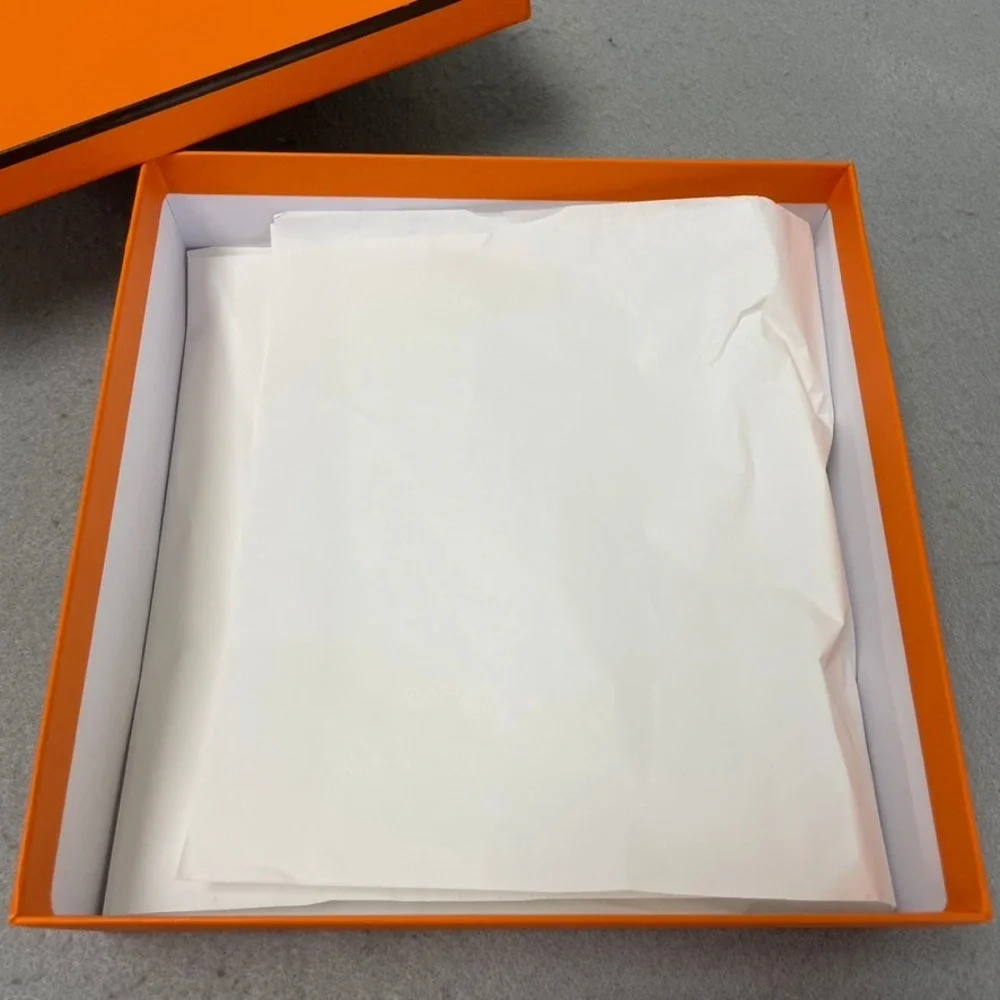 Hermes Packaging Set Orange Box Dust Bag Ribbon Tissue Paper 7.5x7.5x2.25